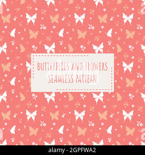 Butterflies and flowers seamless vector pattern Stock Vector