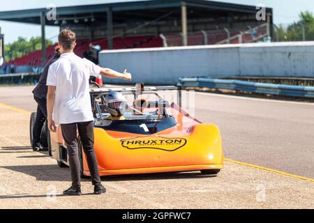 THRUXTOM,HAMPSHIRE/UNITED KINGDOM-JULY 17 2021: Racing cars are rented by members of the public to drive at Thruxton Motorsport Centre on Saturday. Stock Photo