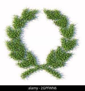 Concept or conceptual green summer lawn grass isolated white background, sign of an laurel wreaths. 3d illustration metaphor for victory, winning Stock Photo