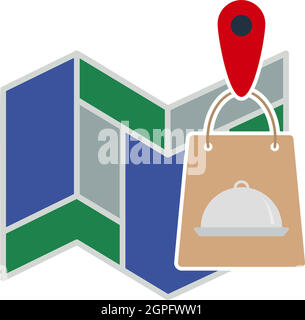 Fast food map marker icon, burger restaurant pin logo template ...