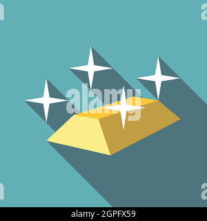 Gold bar icon, flat style Stock Vector