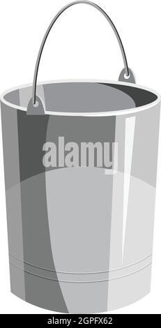 Metal bucket icon, gray monochrome style Stock Vector