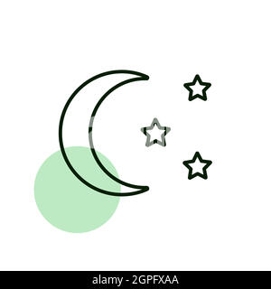 Moon and star vector icon. Camping sign Stock Vector