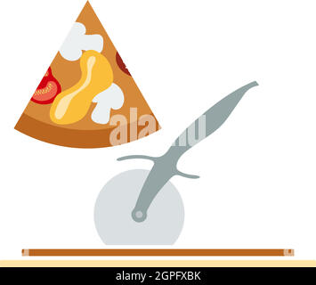 Pizza With Knife Icon Stock Vector