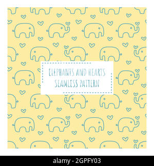 Elephant kids or baby colorful seamless pattern Stock Vector