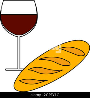 Easter Wine And Bread Icon Stock Vector