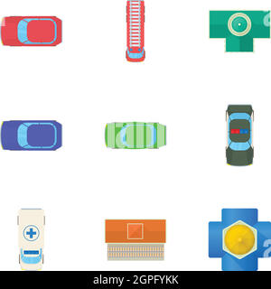 Car top view vector cartoon icon. Car above top view pictogram aerial ...