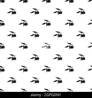 Olive tree branch with olives pattern simple style Stock Vector