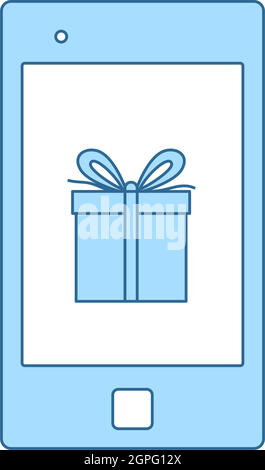 Smartphone With Gift Box On Screen Icon Stock Vector