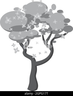 Sakura icon, gray monochrome style Stock Vector