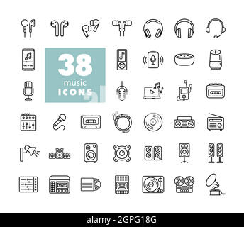 Multimedia devices and symbols icons set Stock Vector