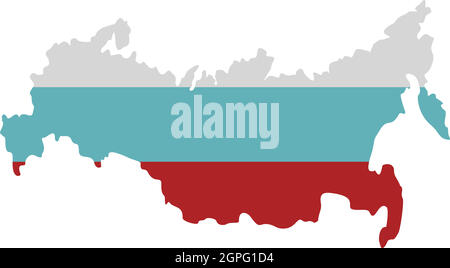 Russia flag map icon, flat style, Stock vector