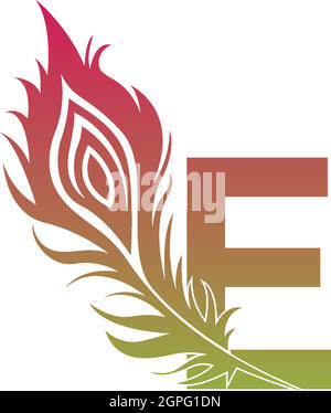 Letter E with feather logo icon design vector Stock Vector