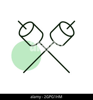 Marshmallow on wooden stick vector icon Stock Vector