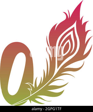 Number Zero with feather logo icon design vector Stock Vector