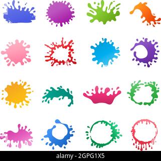 Paint splashes. Dirt colored splash of liquid ink drops vector abstract icons for promotional designs Stock Vector