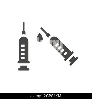 Syringe with drop of blood black vector icon Stock Vector