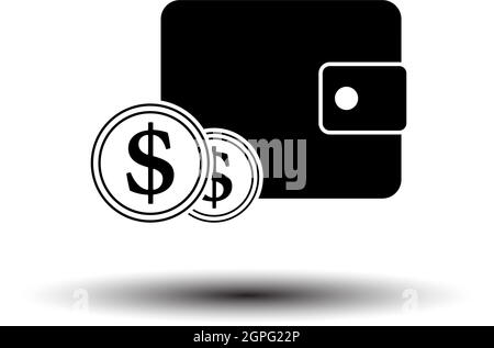 Wallet and coins, Purse with money. Sticker style with white bor Stock  Vector | Adobe Stock