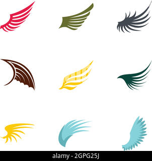 Wings of bird icons set, flat style Stock Vector Image & Art - Alamy