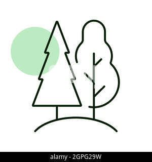 Deciduous and conifer forest vector icon Stock Vector