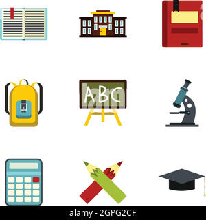 Education icons set, flat style Stock Vector