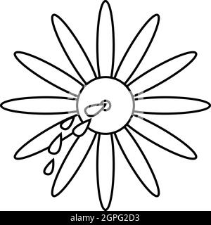 April fools day flower icon, outline style Stock Vector