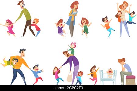 Tired parents isolated cartoon vector illustration Stock Vector Image ...