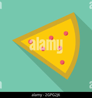 Slice of pizza icon, flat style Stock Vector