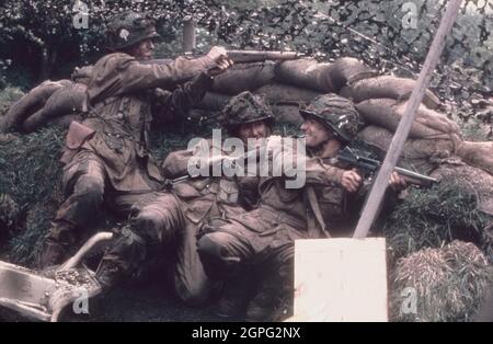 Los Angeles.CA.USA.  Damian Lewis, Scott Grimes and Frank John Hughes   in (C) HBO, Band of Brothers  Creators: Tom Hanks and Steven Spielberg Mini Series  Source:  Stephen E. Ambrose book with same title. Ref:LMK106-SLIB270921-004 Supplied by LMKMEDIA. Editorial Only. Landmark Media is not the copyright owner of these Film or TV stills but provides a service only for recognised Media outlets. pictures@lmkmedia.com Stock Photo