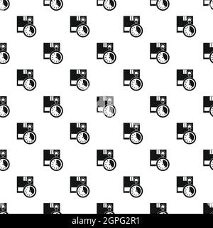 Closed box and stopwatch pattern, simple style Stock Vector