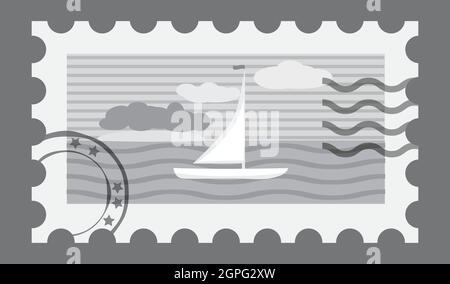 Postage stamp icon, gray monochrome style Stock Vector