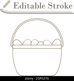 Easter Basket With Eggs Icon Stock Vector