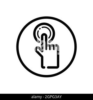 Hand selecting button. Finger touch and press the item. Flat icon in a ...