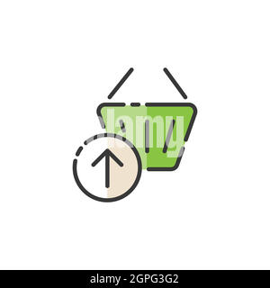 Shopping basket. Up arrow. Filled color icon. Commerce vector illustration Stock Vector