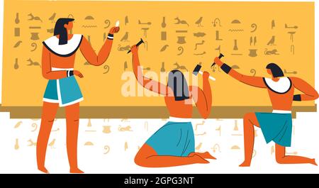 Egyptian ancient writing and science development Stock Vector
