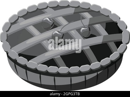 Pie with lattice top icon, gray monochrome style Stock Vector