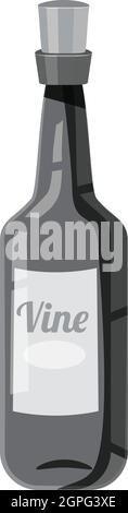 Wine bottle icon, gray monochrome style Stock Vector