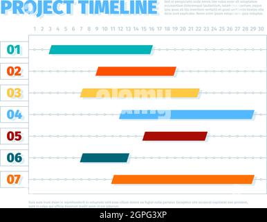 Project schedule. Agenda dates ui interface for project management timeline history business vector template Stock Vector