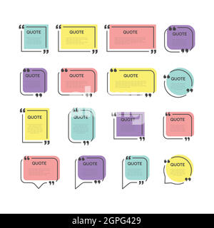 Quote frame template colorful vector set Stock Vector