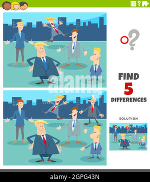 differences educational game with cartoon businessmen Stock Vector