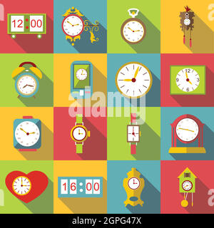 Different clocks icons set, flat style Stock Vector Image & Art - Alamy