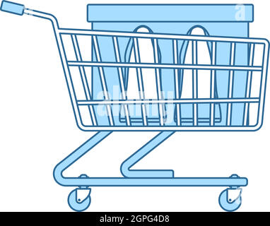 Shopping Cart With Shoes In Box Icon Stock Vector