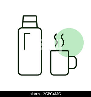 Thermos line icon. Outline symbol of hot drinks or coffee break. Hiking  equipment vector illustration Stock Vector Image & Art - Alamy