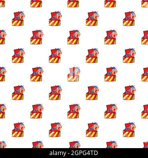 Box with jumping toy pattern, cartoon style Stock Vector