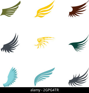 Types of wings icons set, flat style Stock Vector Image & Art - Alamy