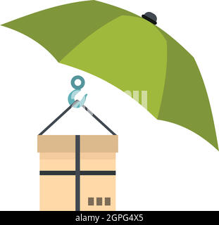 Umbrella and box icon, flat style Stock Vector