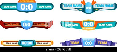 Broadcast score banner. Versus soccer gaming players ui template vector designs Stock Vector