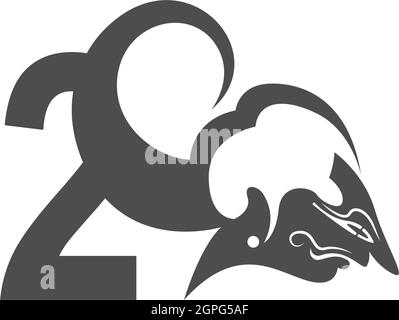 Javanese puppet icon with number logo design vector illustration Stock Vector