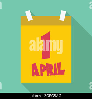 First april calendar icon, flat style Stock Vector