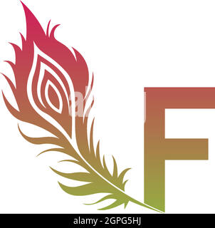 Letter F with feather logo icon design vector Stock Vector